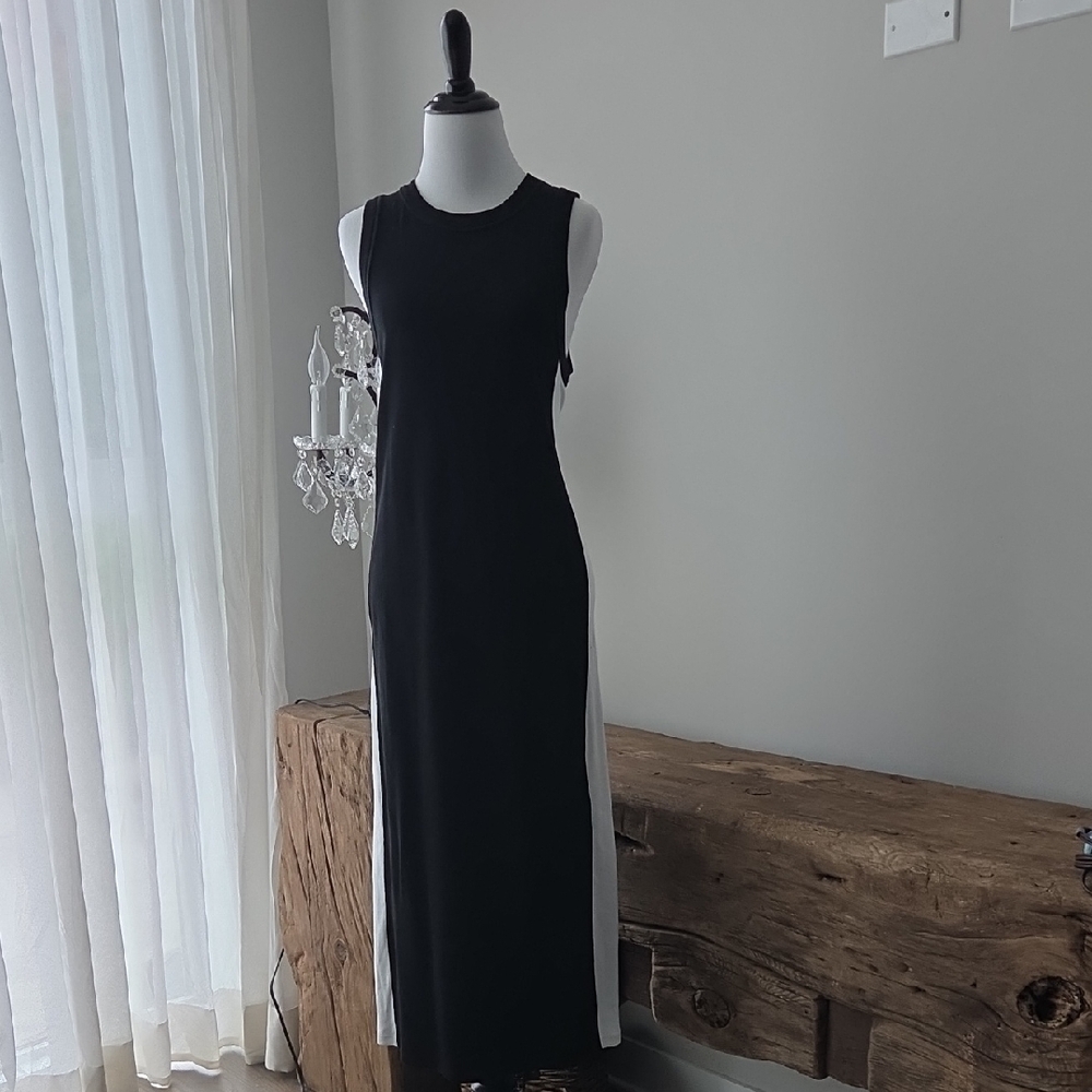 Rag & Bone Black Sleeveless Crew Neck Sheath Maxi Dress